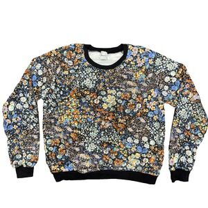 Anthropologie Maeve Floral Print Crew Neck Pullover Sweatshirt Women's Size M